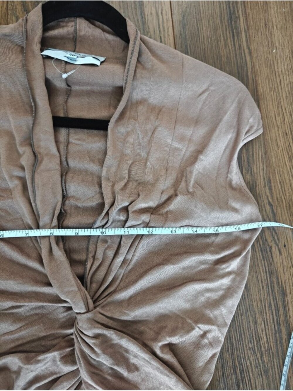 Yves Saint Laurent Brown Twist Front Draped Top Cap Sleeve FR 40 Small - Picture 5 of 7